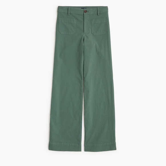 J. Crew Lizzie Linen Cotton High-rise Patch-pocket Wide Leg Pant Green Size 35 - Picture 15 of 15